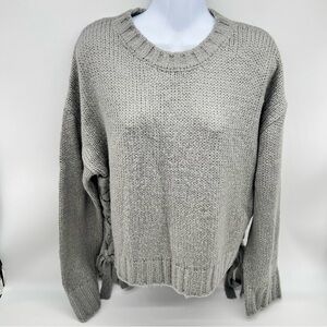BB Dakota Women’s Soft Gray Copped Length Women’s Sweater Laced Sides-Size S